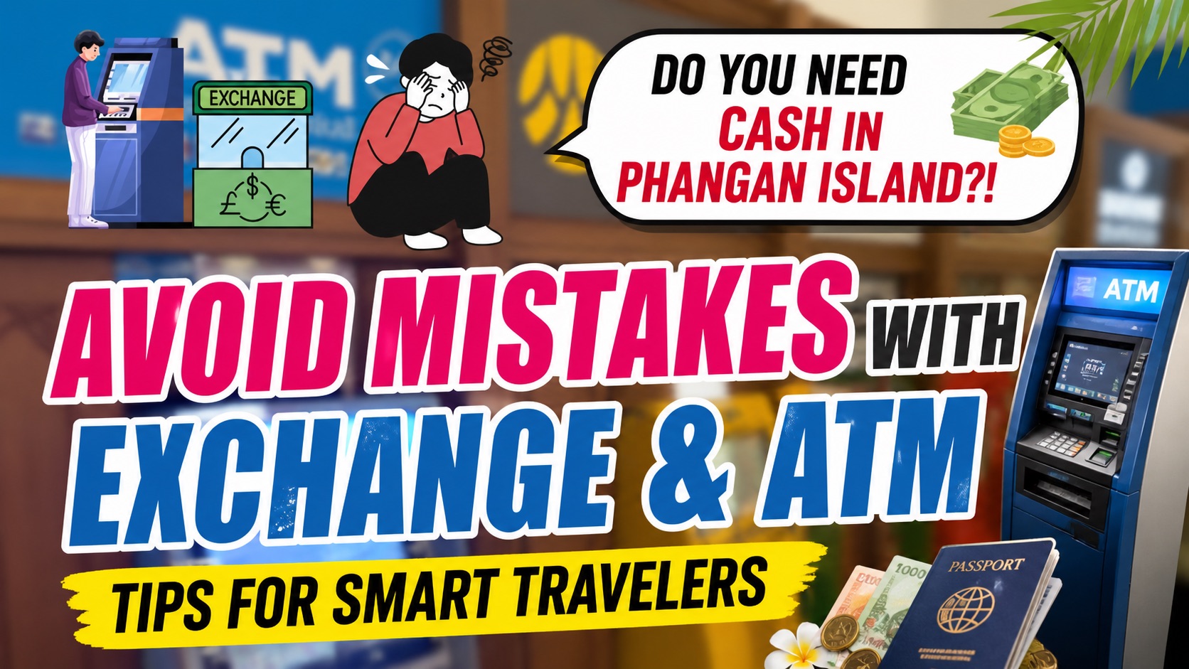 Cash, ATM and money exchange guide for Koh Phangan travelers, showing tips to avoid exchange and ATM mistakes before visiting the island.