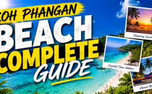 Koh Phangan beach guide feature image showing tropical beaches and recommended beach areas for different travel styles.