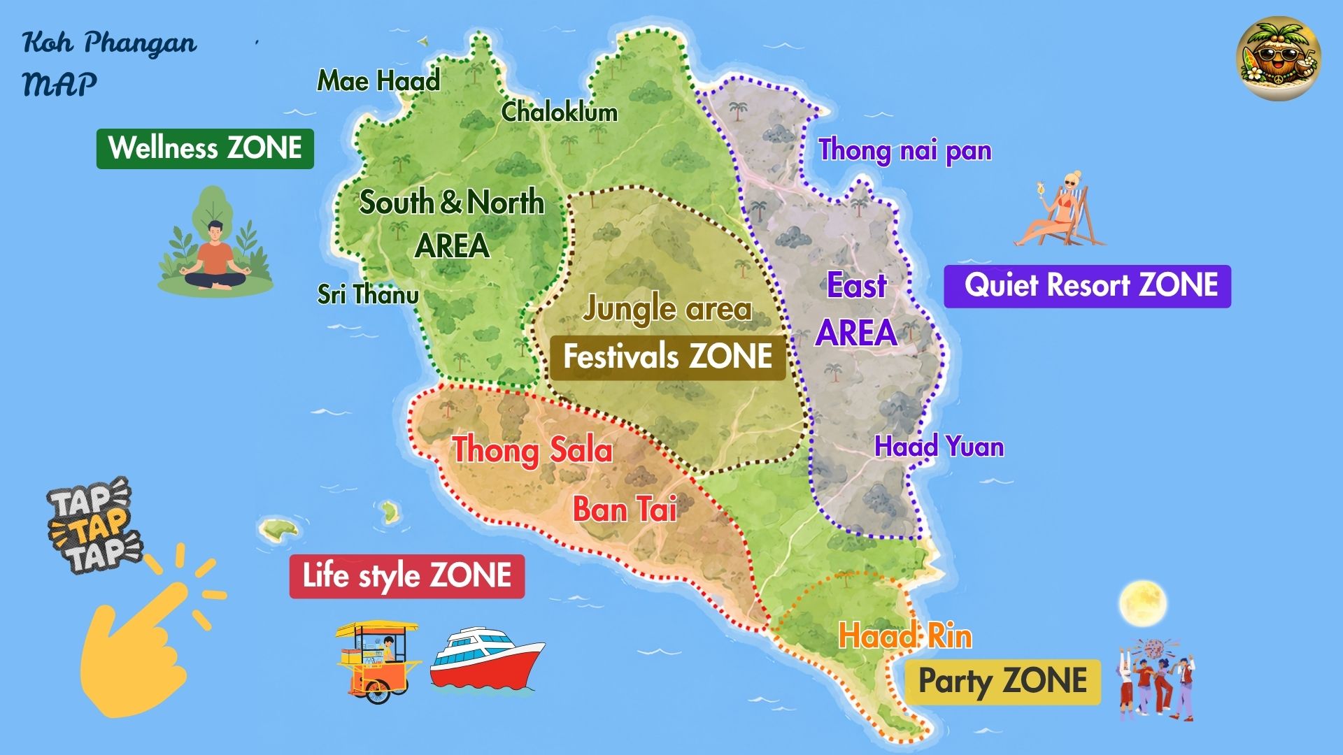 Koh Phangan Area Map